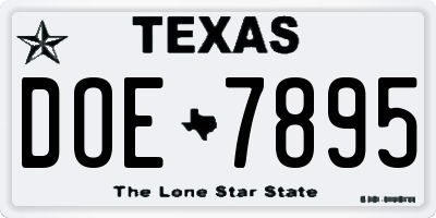 TX license plate DOE7895
