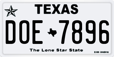 TX license plate DOE7896