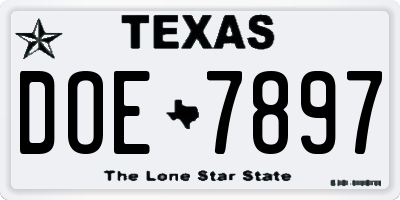 TX license plate DOE7897