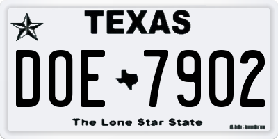 TX license plate DOE7902