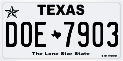TX license plate DOE7903