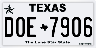 TX license plate DOE7906
