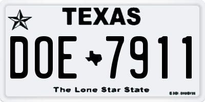 TX license plate DOE7911