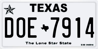 TX license plate DOE7914