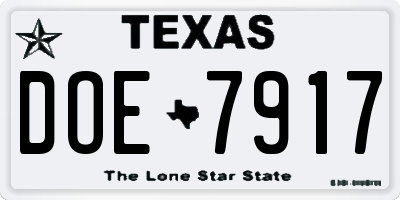 TX license plate DOE7917