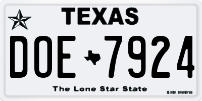 TX license plate DOE7924