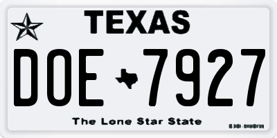 TX license plate DOE7927