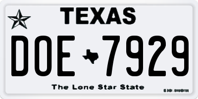 TX license plate DOE7929