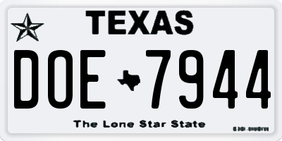 TX license plate DOE7944