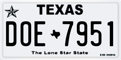 TX license plate DOE7951