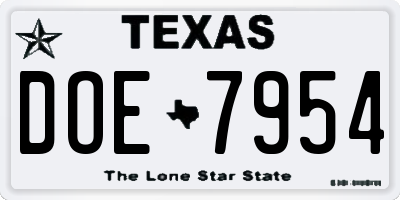 TX license plate DOE7954