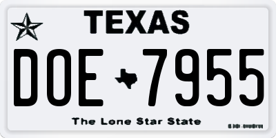 TX license plate DOE7955