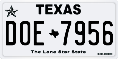 TX license plate DOE7956
