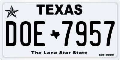 TX license plate DOE7957