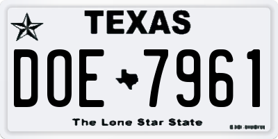 TX license plate DOE7961