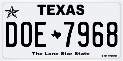 TX license plate DOE7968