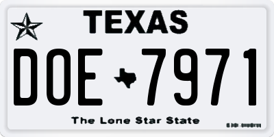 TX license plate DOE7971