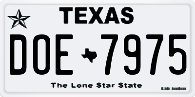 TX license plate DOE7975