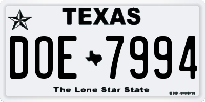 TX license plate DOE7994