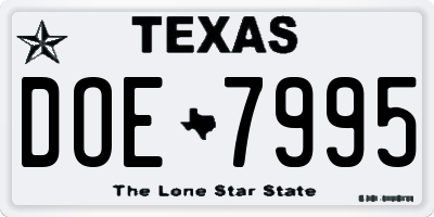 TX license plate DOE7995