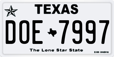 TX license plate DOE7997
