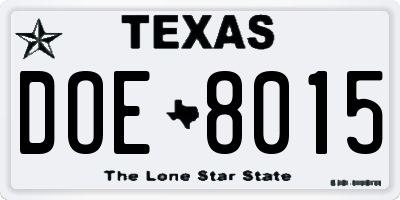 TX license plate DOE8015
