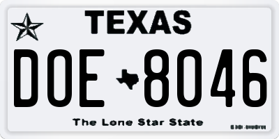 TX license plate DOE8046