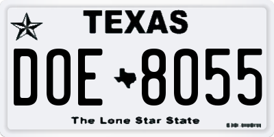 TX license plate DOE8055