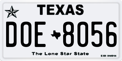 TX license plate DOE8056
