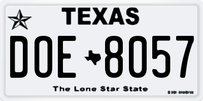 TX license plate DOE8057