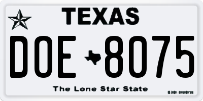 TX license plate DOE8075