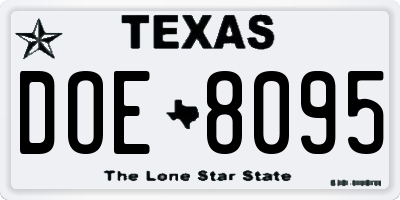 TX license plate DOE8095