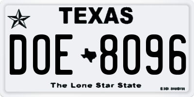 TX license plate DOE8096
