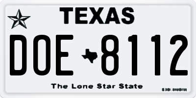 TX license plate DOE8112