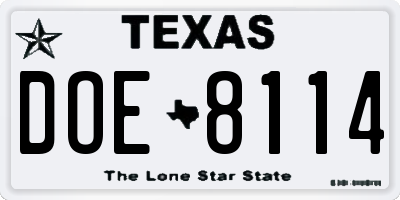 TX license plate DOE8114