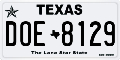 TX license plate DOE8129