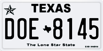 TX license plate DOE8145
