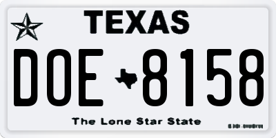 TX license plate DOE8158