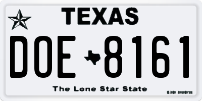 TX license plate DOE8161