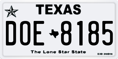 TX license plate DOE8185