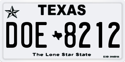 TX license plate DOE8212