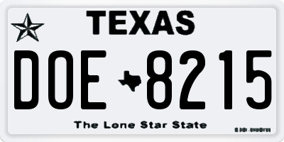 TX license plate DOE8215