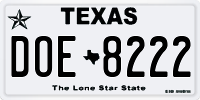TX license plate DOE8222