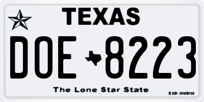 TX license plate DOE8223