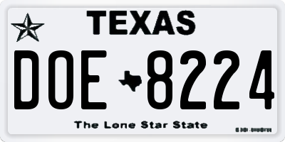 TX license plate DOE8224