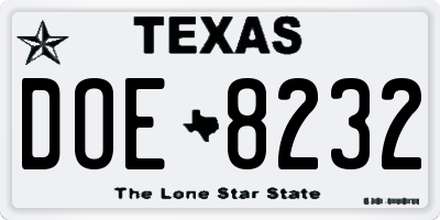 TX license plate DOE8232