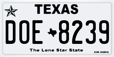 TX license plate DOE8239