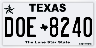 TX license plate DOE8240
