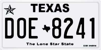 TX license plate DOE8241