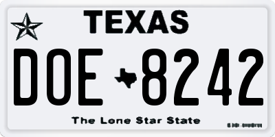 TX license plate DOE8242